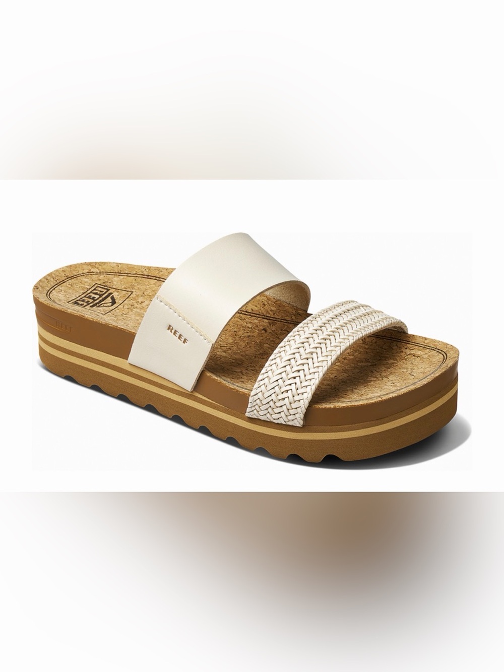Women’s Size 7 Reef Cushion Vista Hi Sandals Braided Strap Vintage White